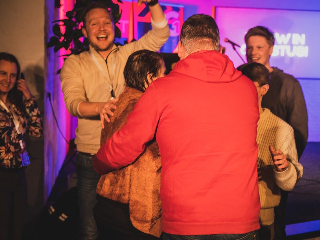team celebration after event